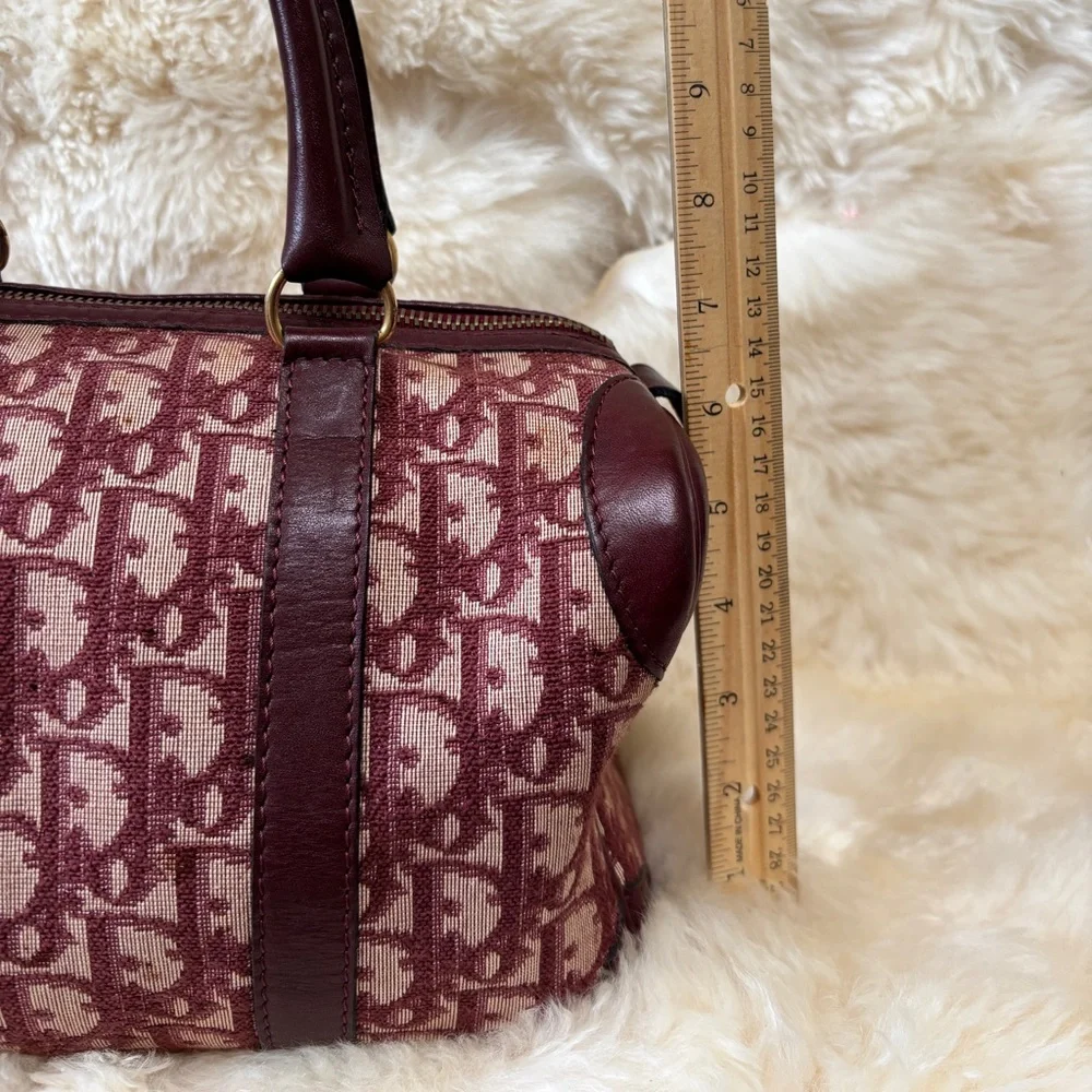 Christian Dior Burgundy Boston Trotter Woman’s Handbag - Picture 3 of 6